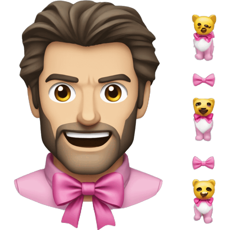 hugh jackman wolverine with pink bow emoji