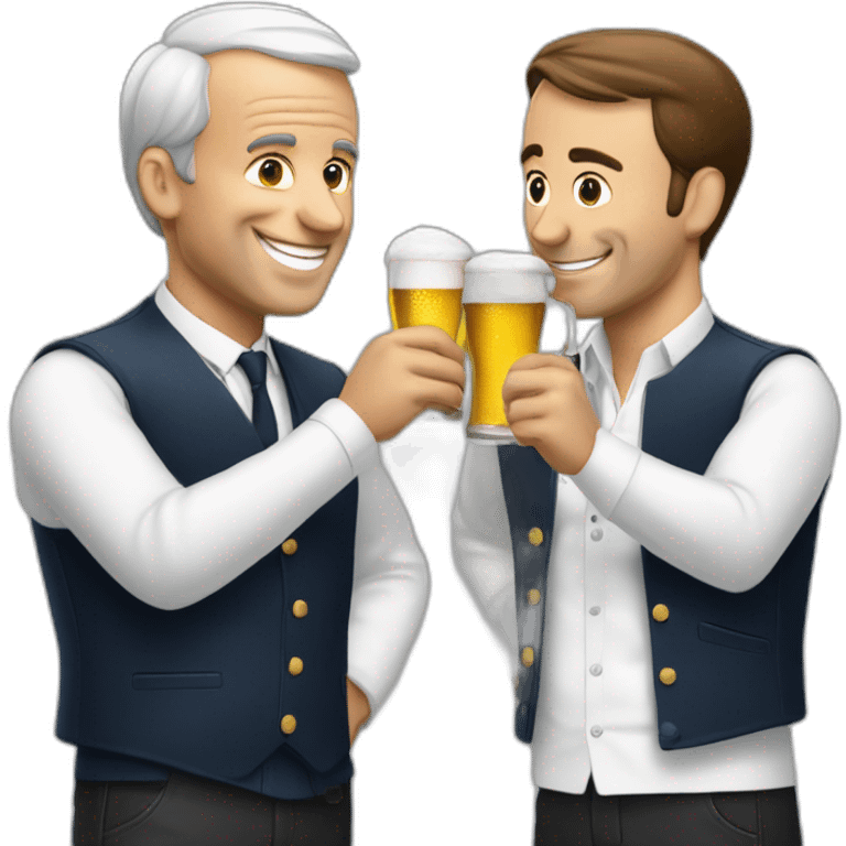 Adolfe et Macron drinking a beer emoji