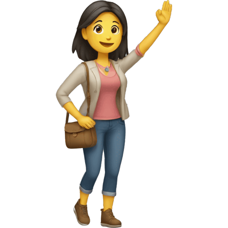 Mujer mandando un saludo emoji