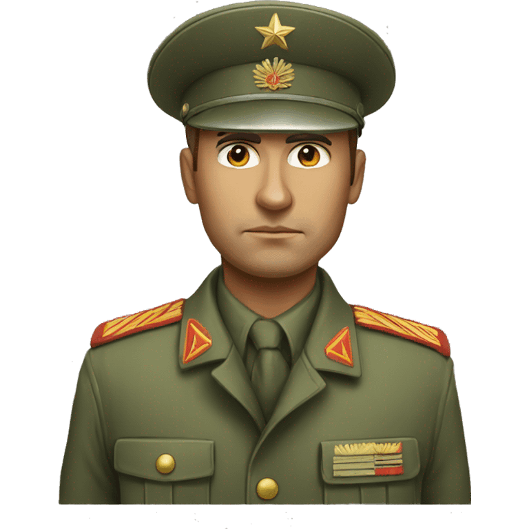 realistic ussr soldier serious with military takes emoji