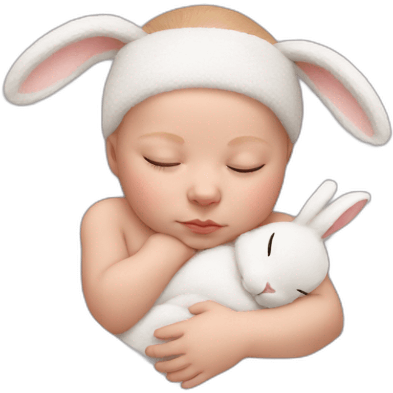 Sleeping white Newborn with bunny headband emoji