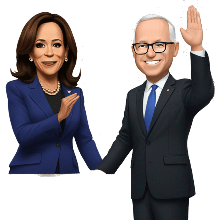 Kamala Harris and Tim Walz being sworn in at their inaugural emoji