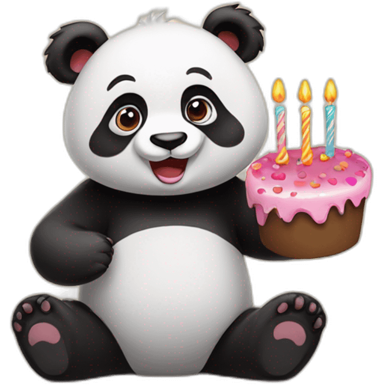 Cute panda wishing happy Birthday  emoji