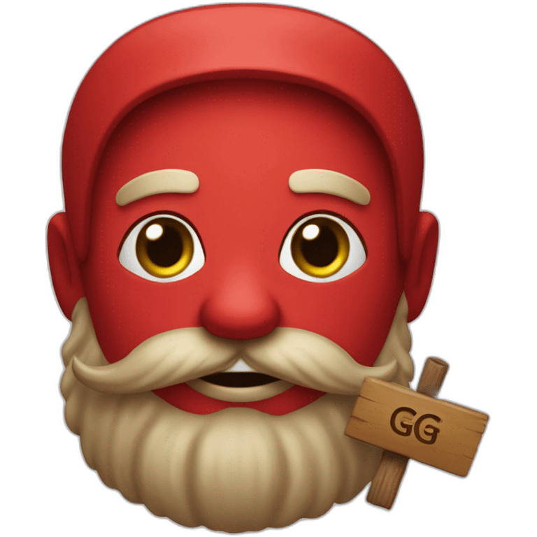 Red Cathulu with a beard holding a sign saying GG emoji