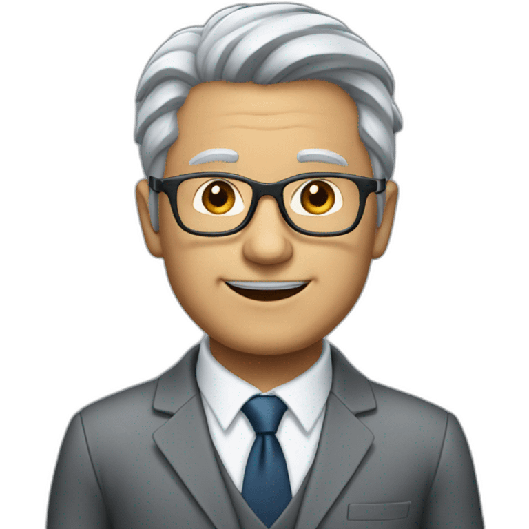 grey haired man with no mustache and with glasses in business suit emoji