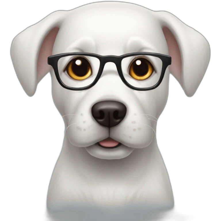 White dog nerd emoji