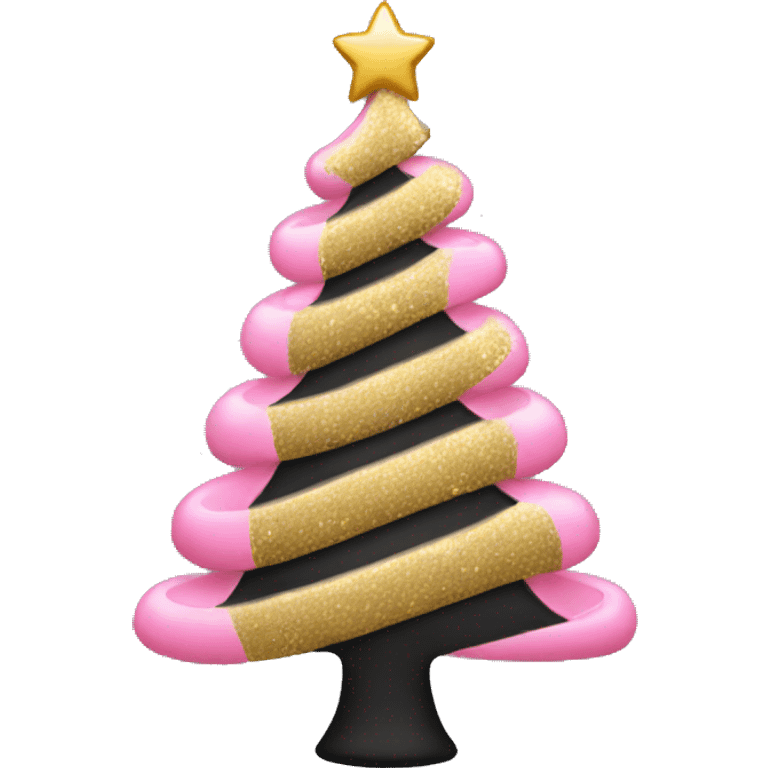 Gold pink and black Christmas tree emoji