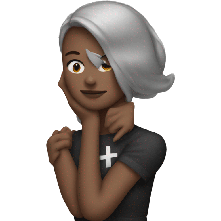 a woman with an X on her arm
 emoji