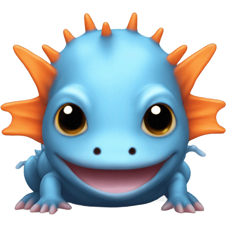 Blue axolotl with orange horns emoji