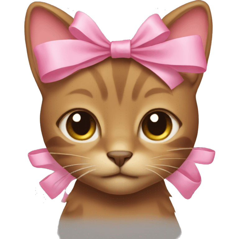 Brown cat with pink bow emoji