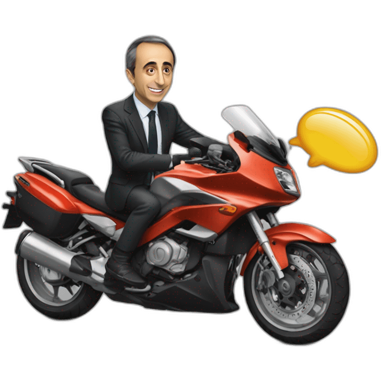 Éric Zemmour faisant de la moto avec Bassem emoji