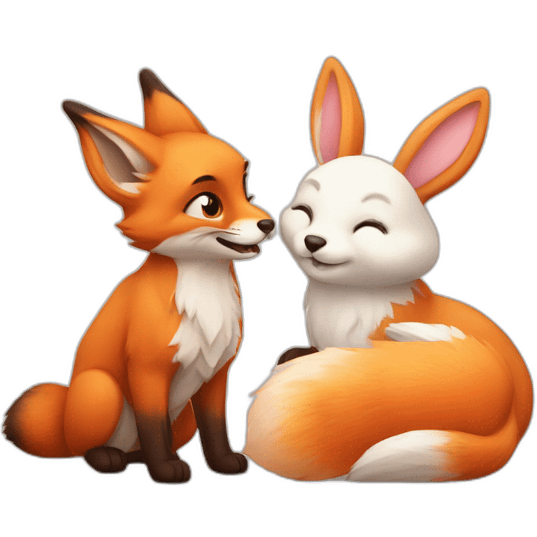 fox and bunny cute emoji