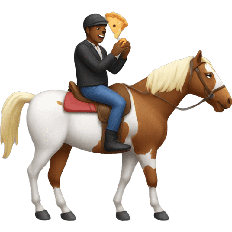 Man eating chicken on the horse emoji