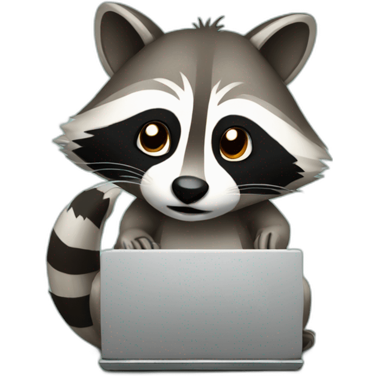 racoon programming on laptop emoji