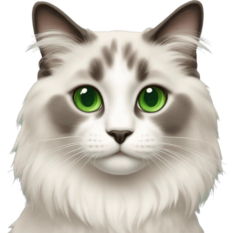 Ragdoll cat with green eyes emoji