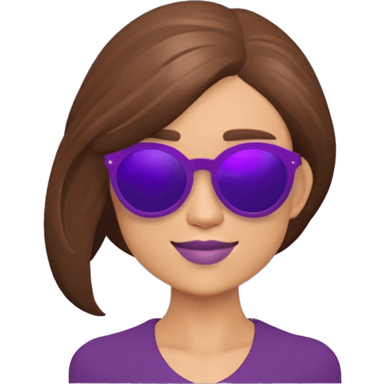 Brown hair girl with purple sunglasses  emoji