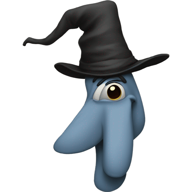 a wictch with a long nose andhat emoji