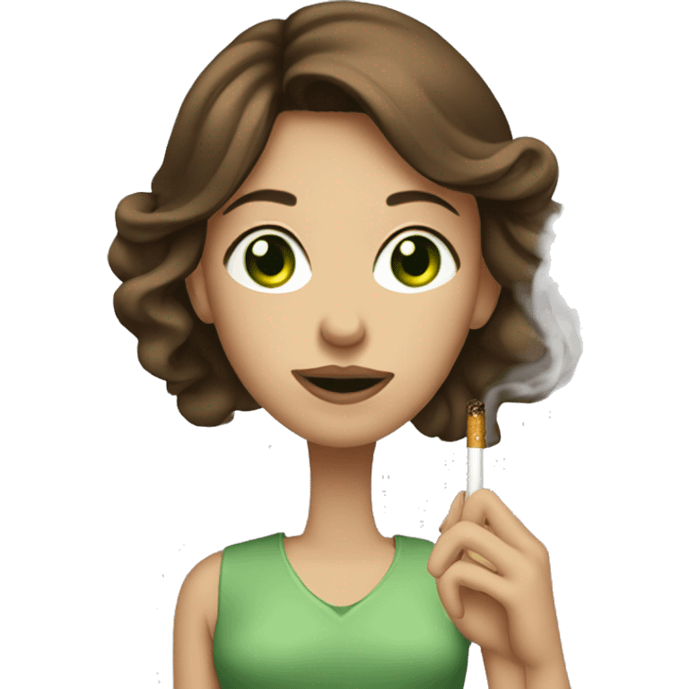 girl with green eyes and brown hair smoking a ciggarete  emoji