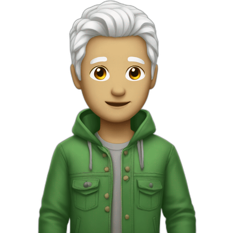 White hair green clothes emoji