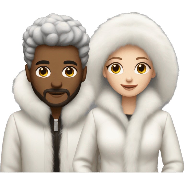 White couple in long fur coats emoji