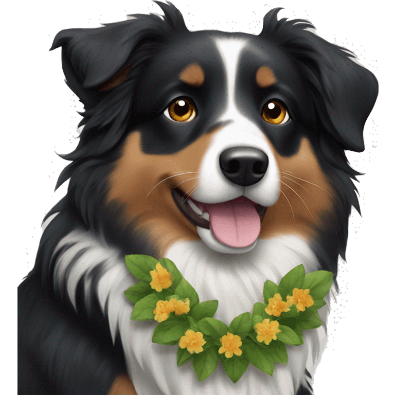 Plant garland Small black australian shepherd dog emoji