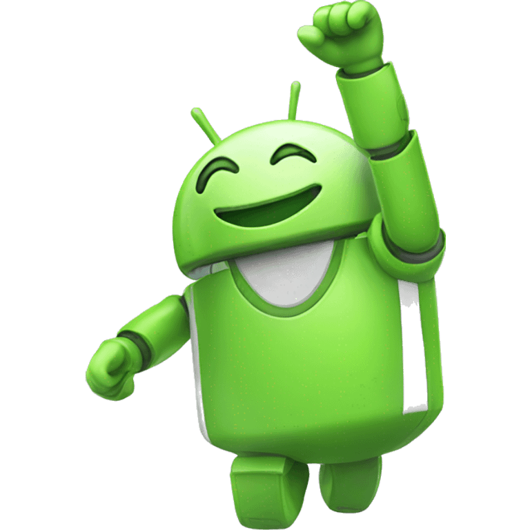 happy android mascot waving hi emoji