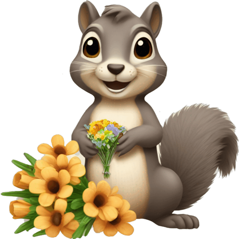 Squirrel with bouquet emoji