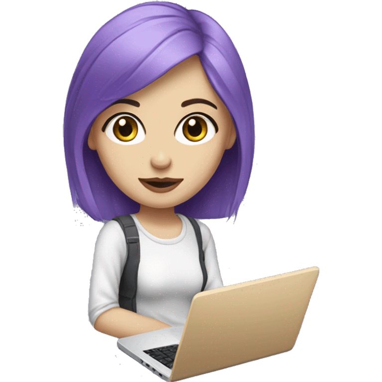 Graphic Designer argentinian girl with laptop, purple hair, purple eyes and pale skin emoji