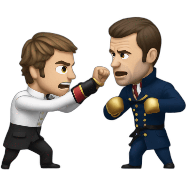 Emanuel Macron and Tony fighting emoji