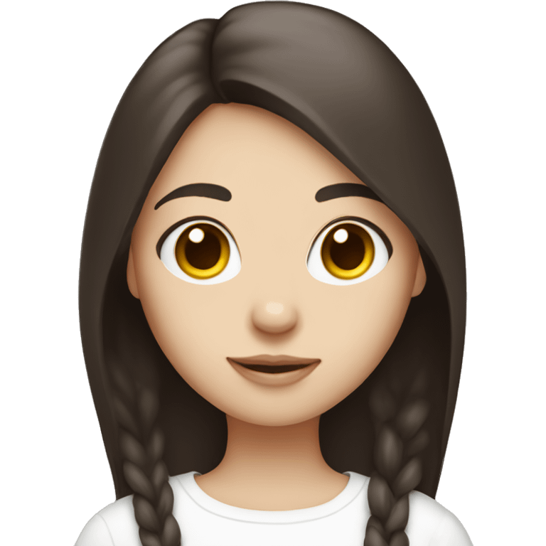 Dark brown straight hair girl holding white fluffy cat  emoji