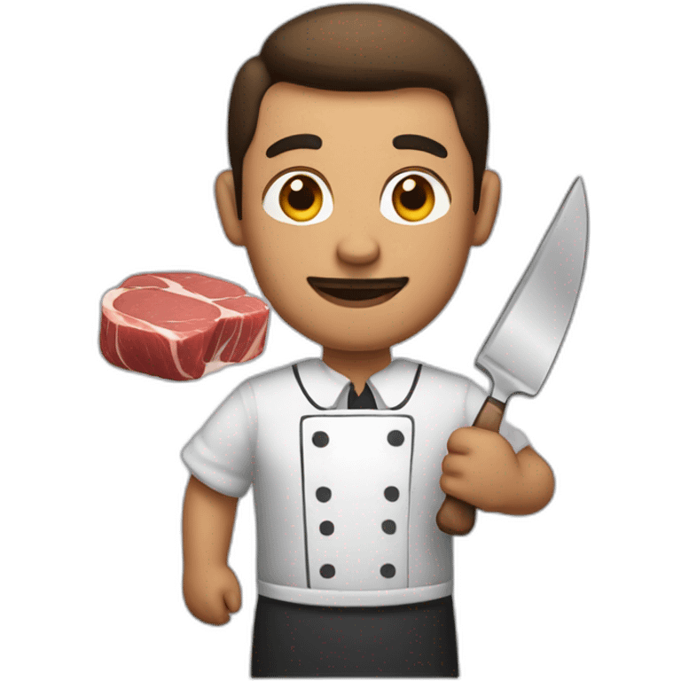 butcher with meat emoji