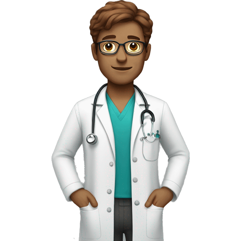 male doctor with glasses and brown haire emoji