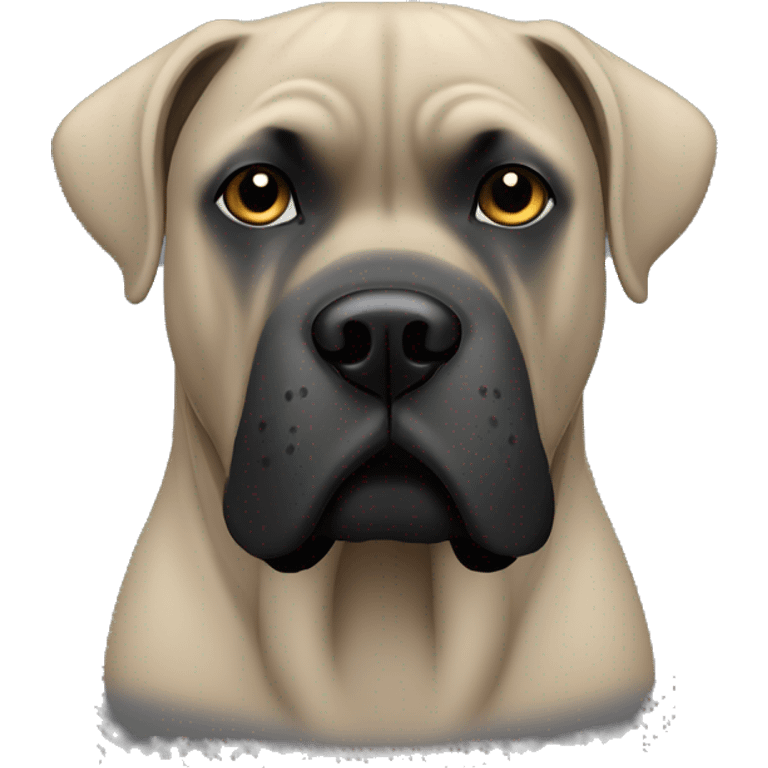 cane corso with clipped ears, black face emoji