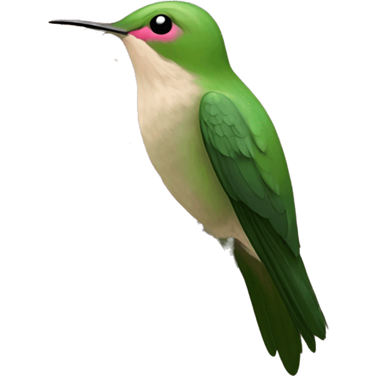 green hermit humingbird with pink flower emoji