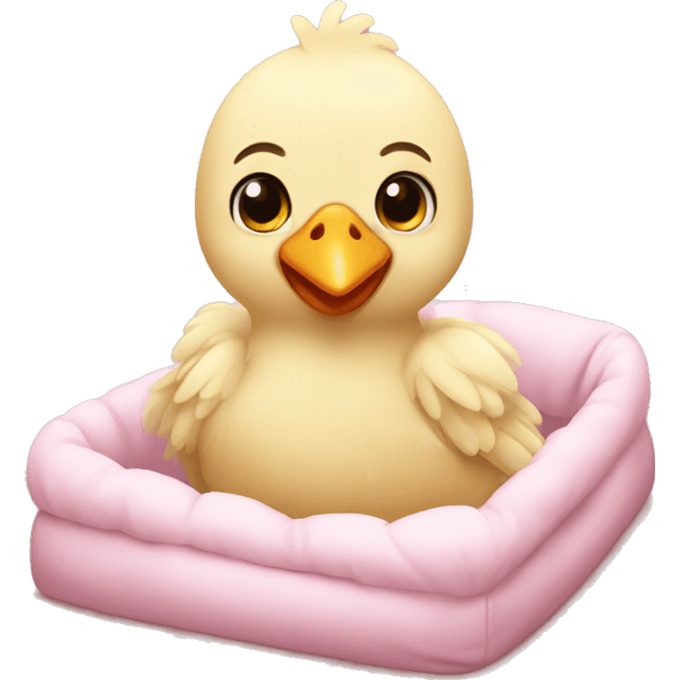 baby chicken laying in a bed emoji