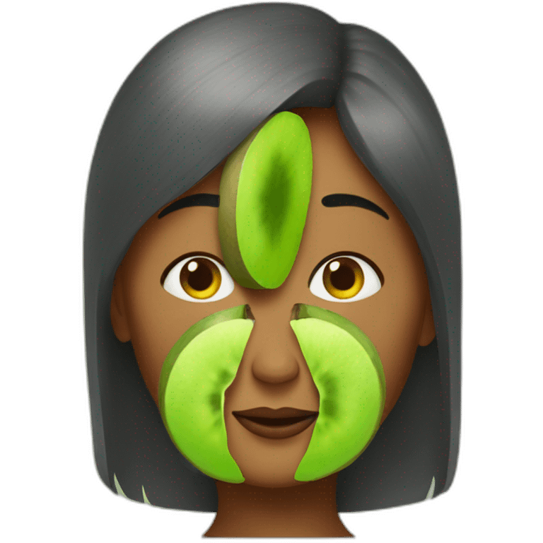 the kiwi fruit with a woman's head emoji