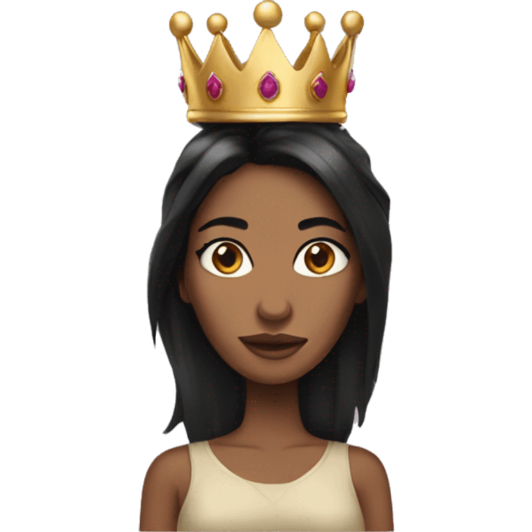 Women black hair with crown emoji