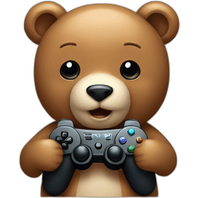 cute bear playing video games emoji