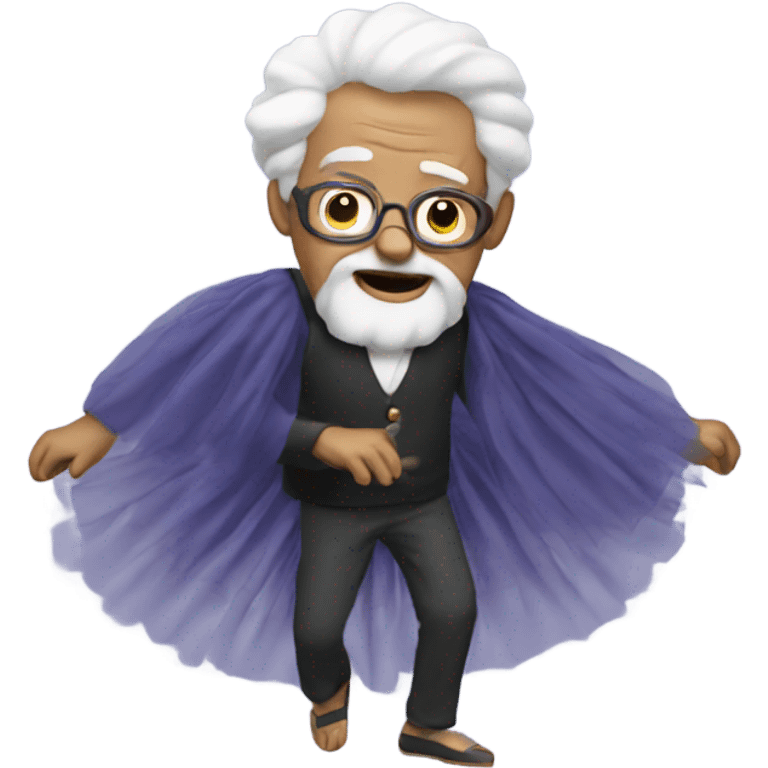 an old man with a tutu on dancing emoji