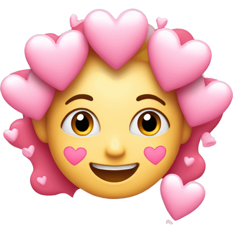 sweet happy face with pink hearts around emoji