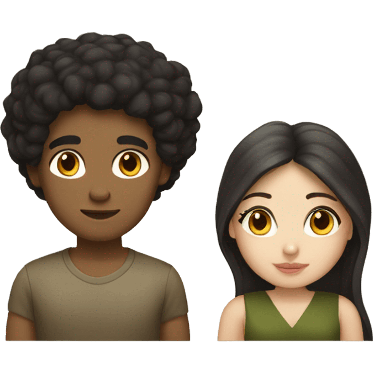 Dark hair olive skin woman and dark hair pale skin man emoji