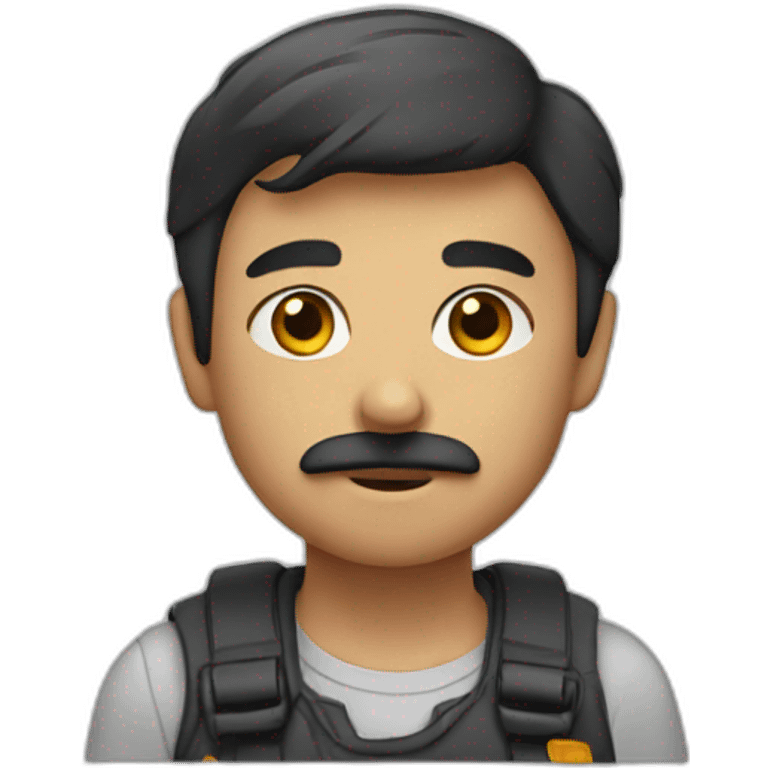 Lean boy with height and small beard and moustache emoji