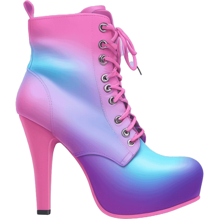 Realistic isolated top view pair of bubblegum pink purple and pastel blue ombre high heel ankle bootie boots.  emoji