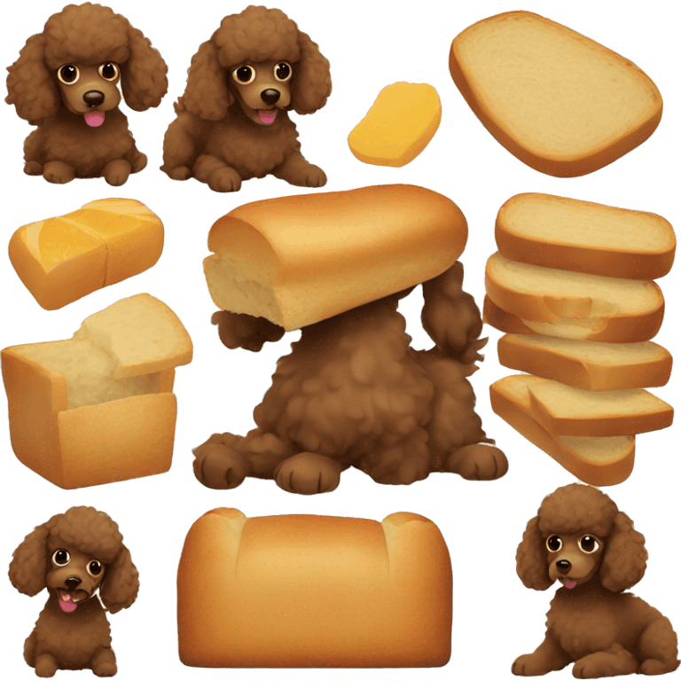 Brown poodle bitting bread emoji