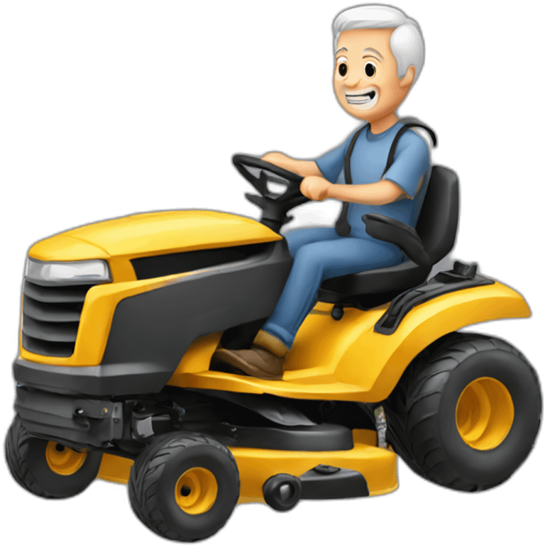 Old man, riding lawnmower emoji