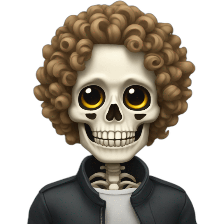 skeleton, curly hair emoji