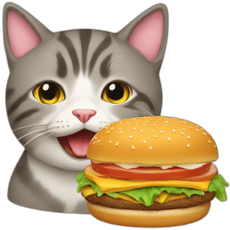 cat eat burger emoji