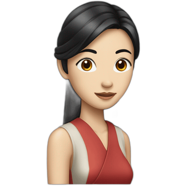 Skinny Chinese lady with long black hair emoji