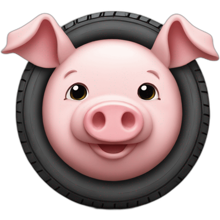 Tire-shaped pig emoji