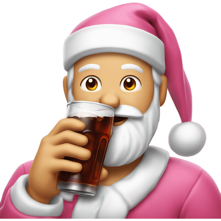 Pink Santa Claus drinking cola emoji